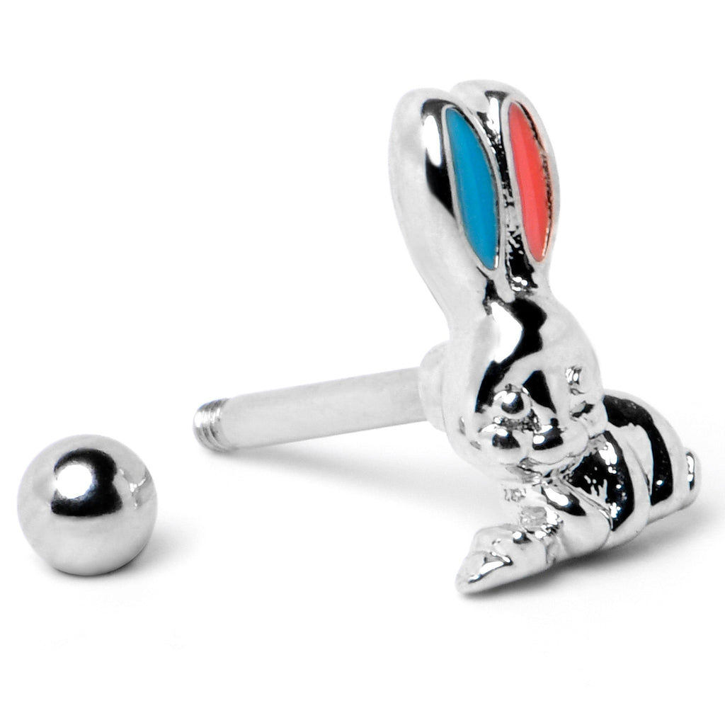 BodyCandy 16G 5/16 Easter Bunny Blue Red Ears Cartilage Tragus Earring — alternative angle
