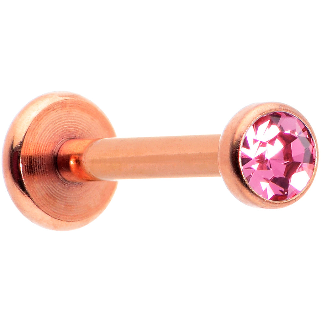 BodyCandy 16G 5/16 Pink Gem Rose Gold Tone Threadless Labret Monroe Tragus — main product shot