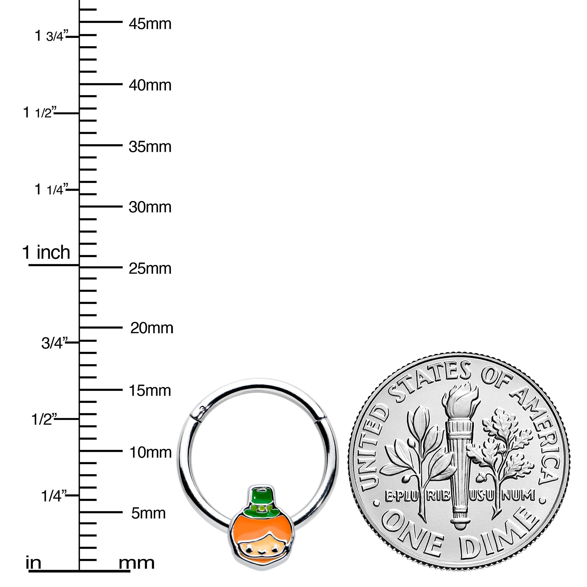 BodyCandy 16G 3/8 Sweet Happy Leprechaun St Patricks Hinged Segment Ring — lifestyle context