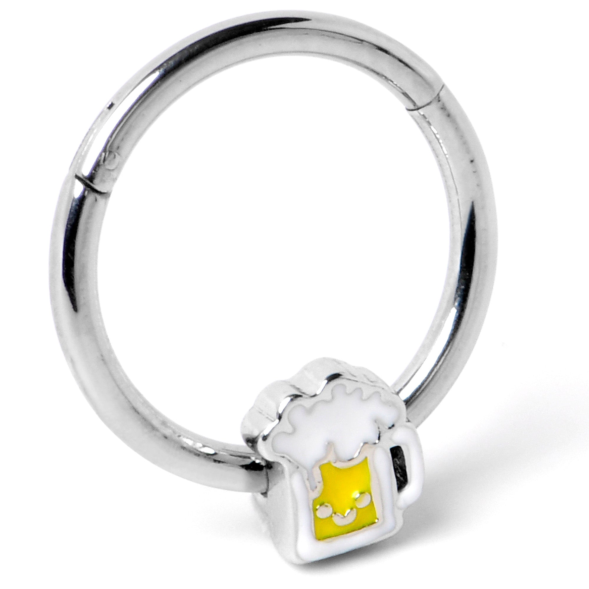 BodyCandy 16G 3/8 Sweet Happy Beer St Patricks Hinged Segment Ring — back view