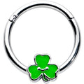 BodyCandy 16G 3/8 Sweet Happy Shamrock St Patricks Hinged Segment Ring — main product shot