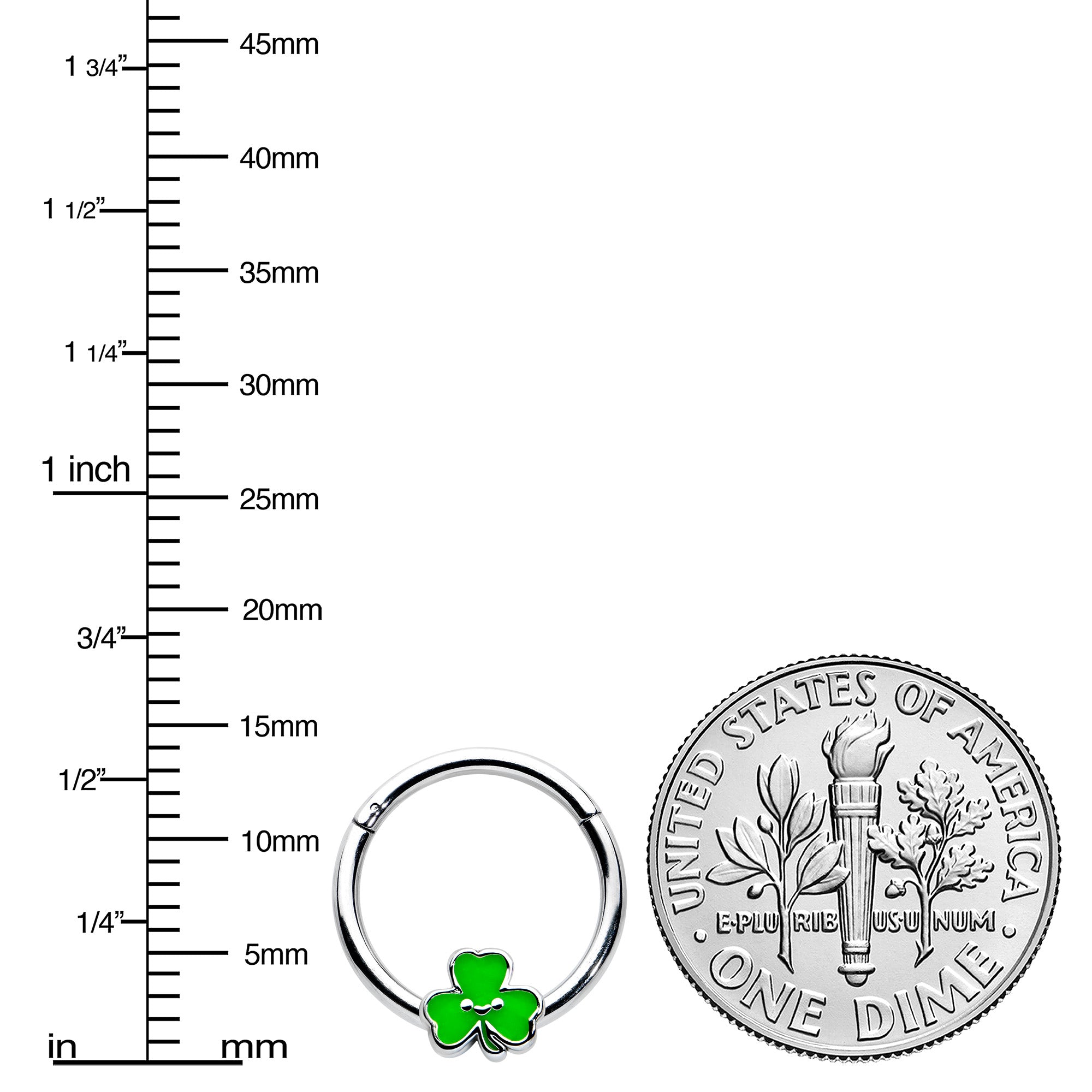 BodyCandy 16G 3/8 Sweet Happy Shamrock St Patricks Hinged Segment Ring — lifestyle context