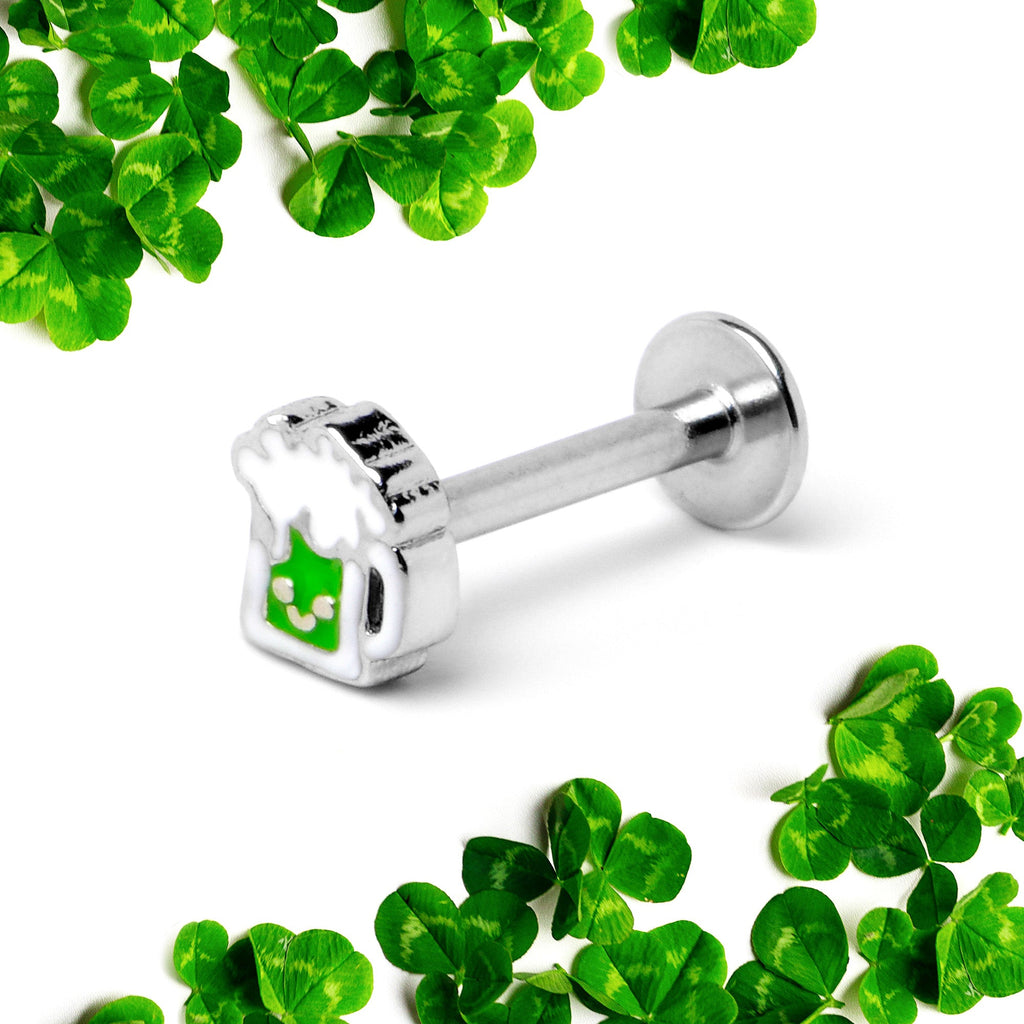 BodyCandy 16G 5/16 Sweet Happy Green Beer St Patricks Labret Monroe Tragus — back view