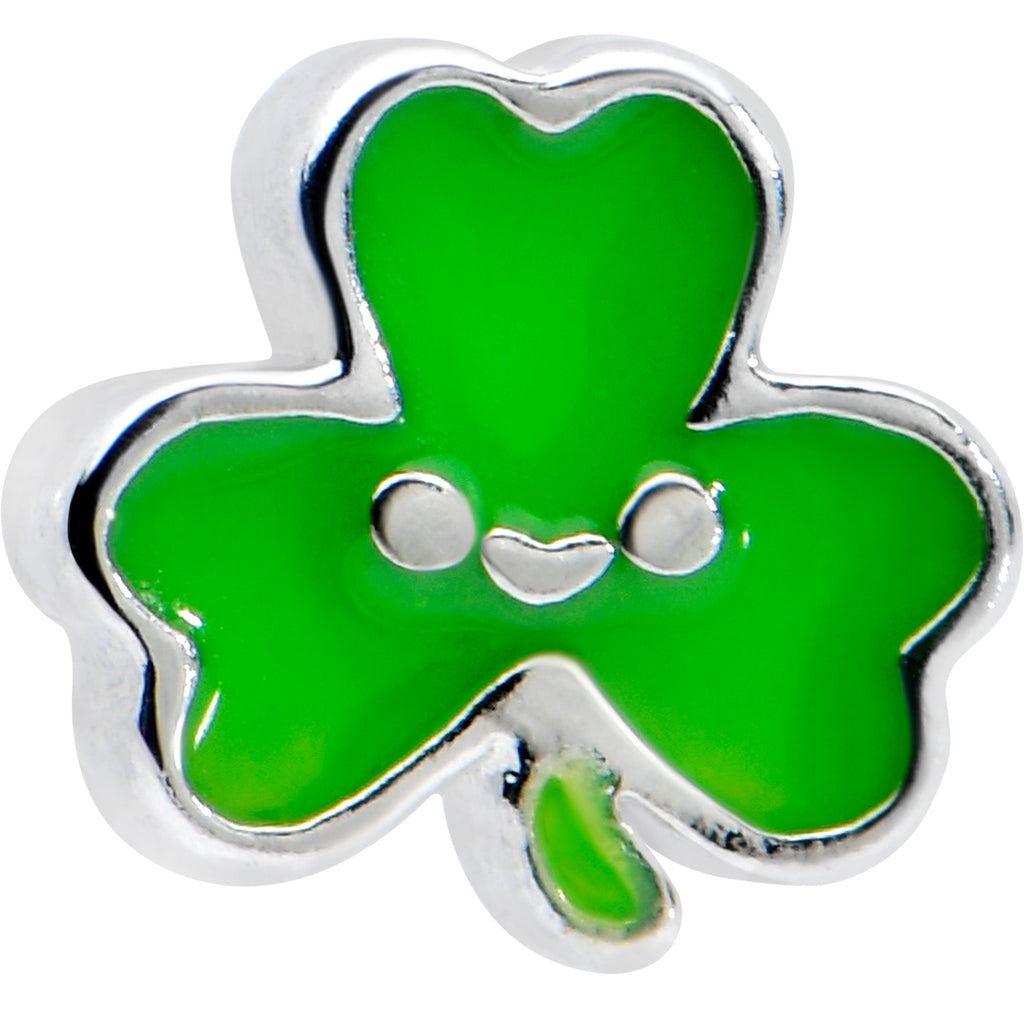 BodyCandy 16G 5/16 Sweet Happy Shamrock St Patricks Labret Monroe Tragus — detail close-up