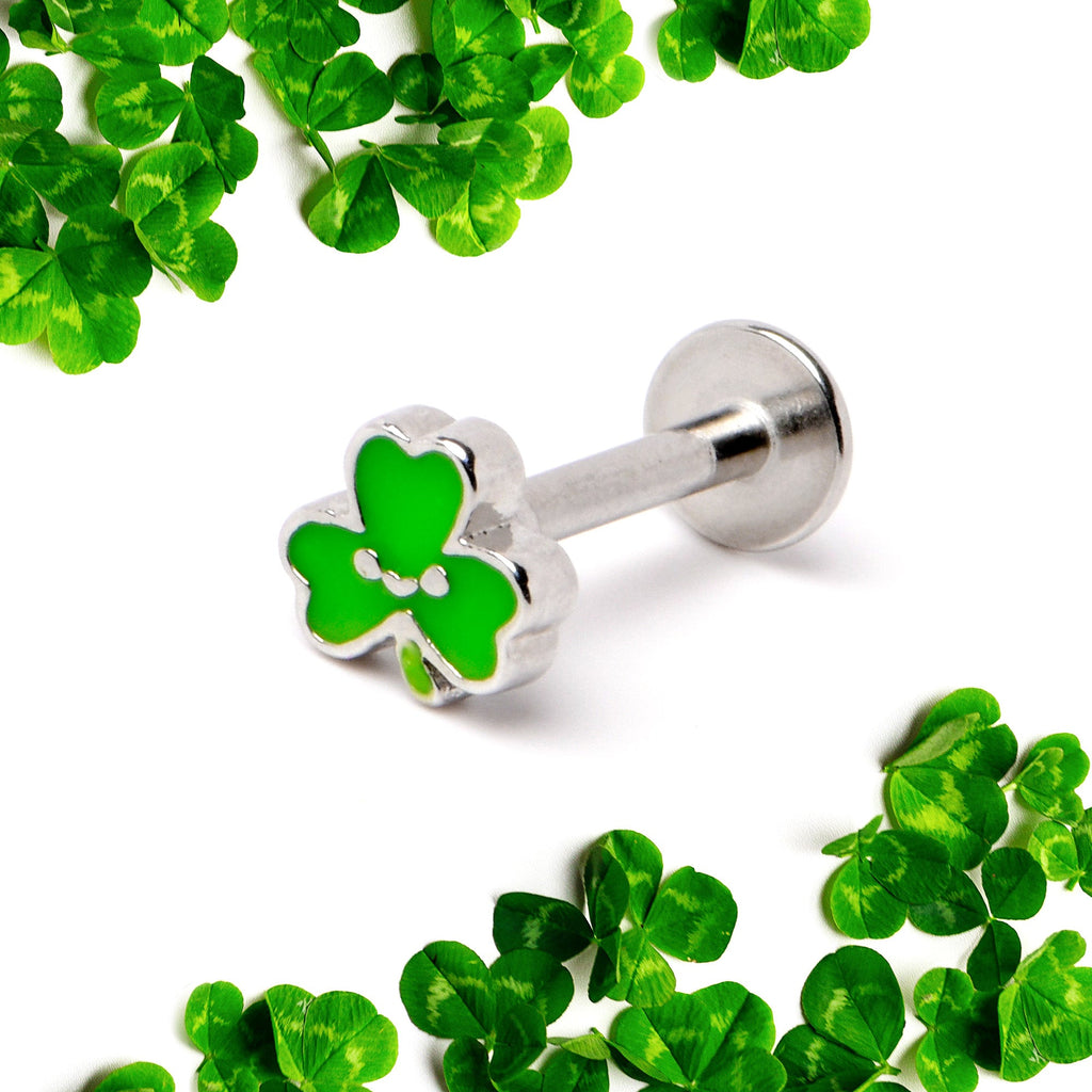 BodyCandy 16G 5/16 Sweet Happy Shamrock St Patricks Labret Monroe Tragus — back view