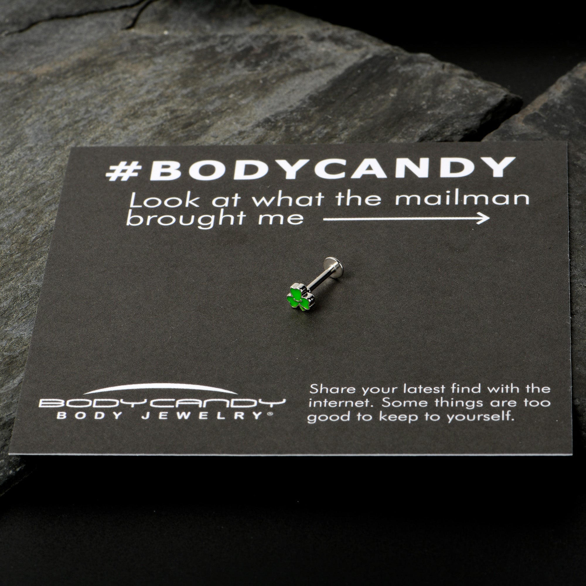 BodyCandy 16G 5/16 Sweet Happy Shamrock St Patricks Labret Monroe Tragus — size reference