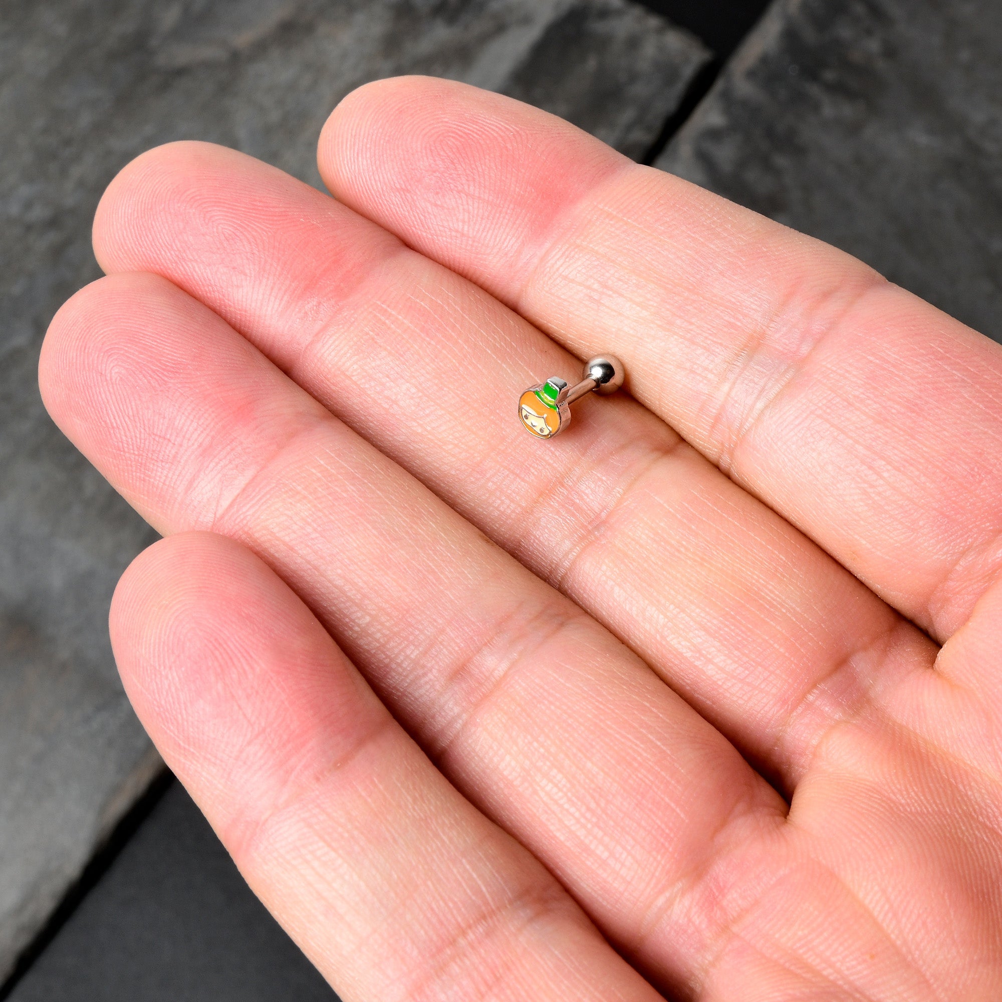 BodyCandy 16G 1/4 Sweet Happy Leprechaun St Patricks Cartilage Tragus Earring — in-use photo