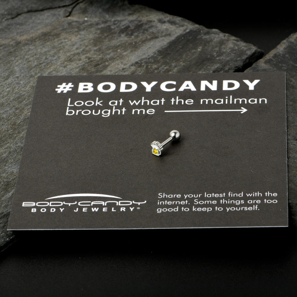 BodyCandy 16G 1/4 Sweet Happy Beer St Patricks Cartilage Tragus Earring — size reference