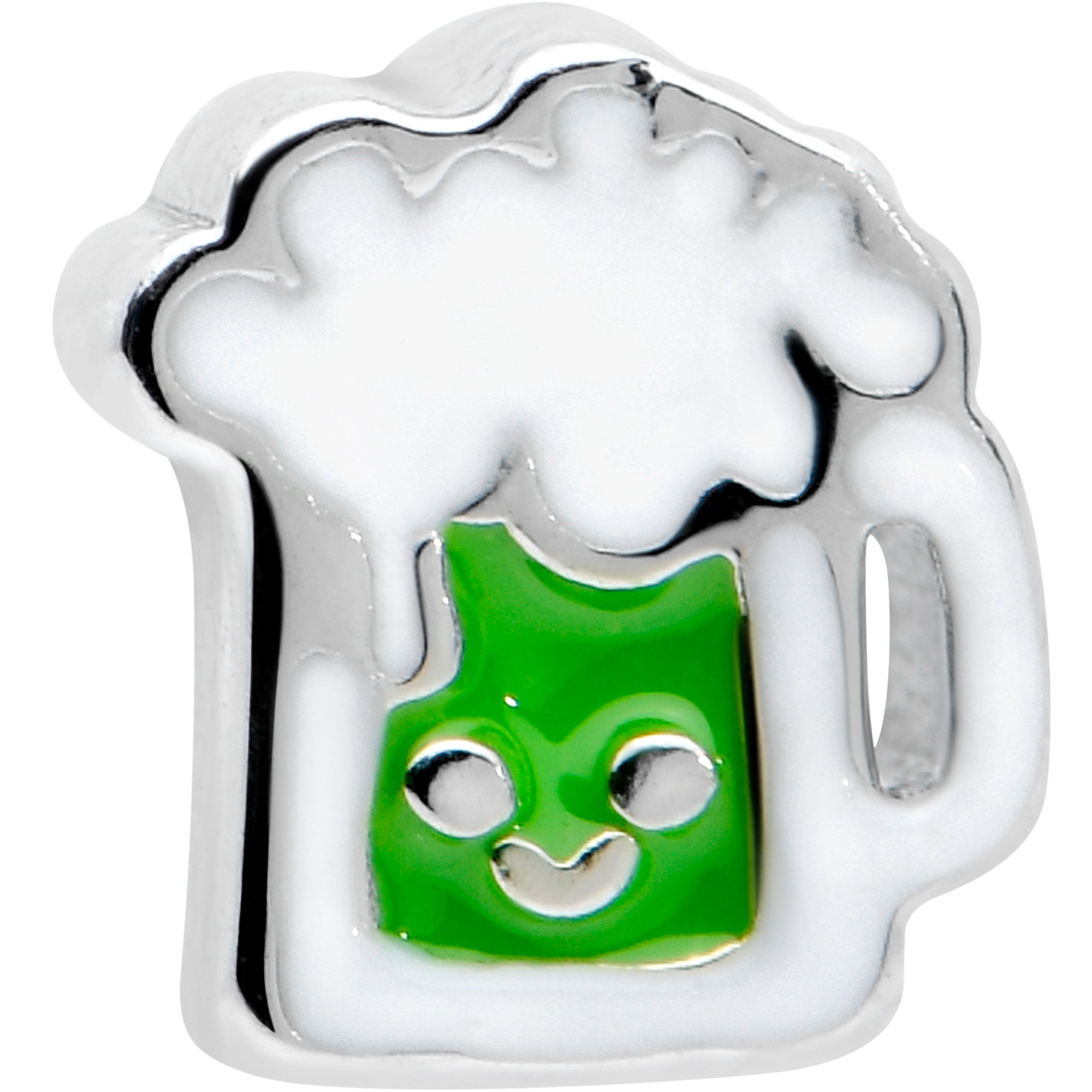 BodyCandy 16G 1/4 Sweet Happy Green Beer St Patricks Cartilage Tragus Earring — detail close-up