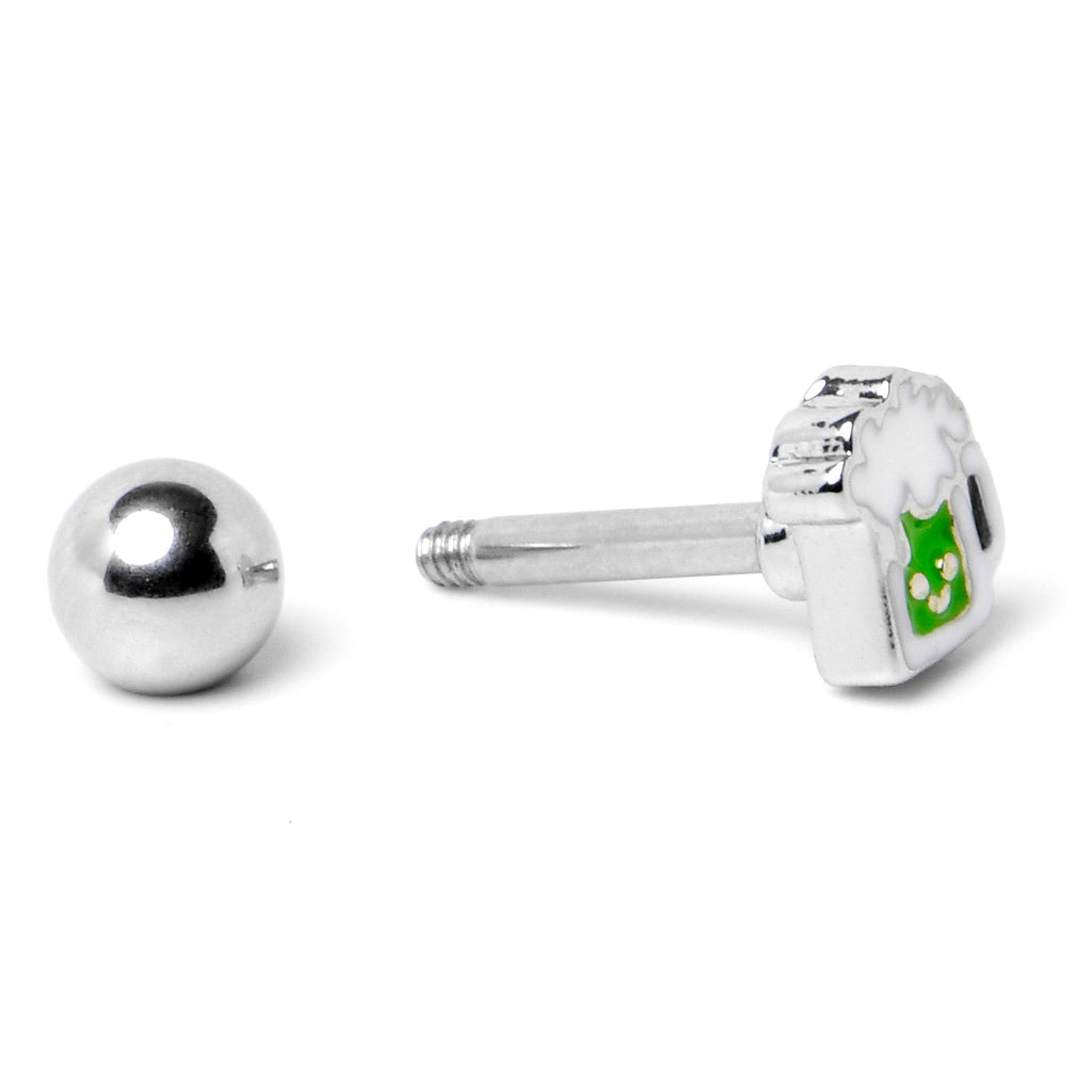 BodyCandy 16G 1/4 Sweet Happy Green Beer St Patricks Cartilage Tragus Earring — alternative angle