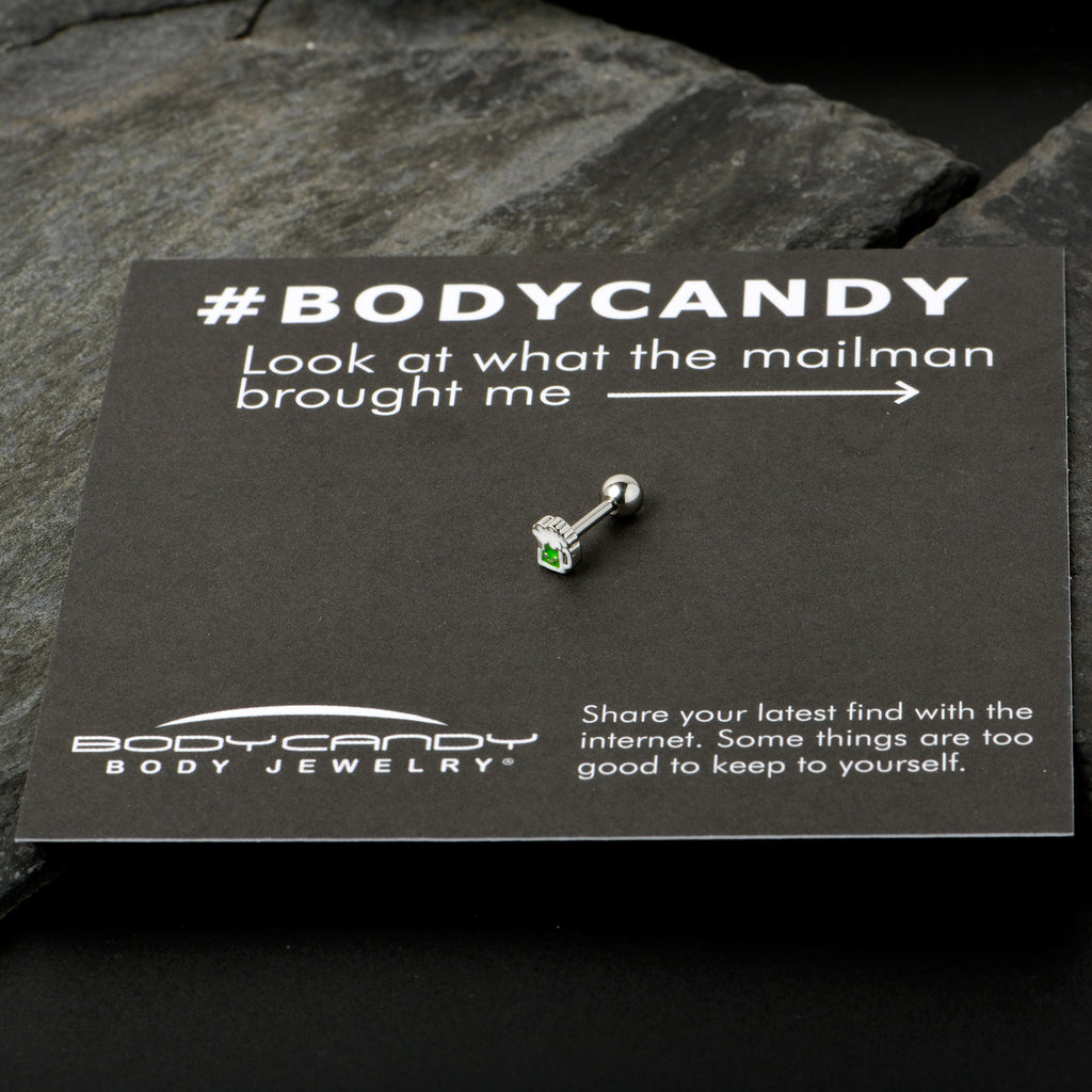 BodyCandy 16G 1/4 Sweet Happy Green Beer St Patricks Cartilage Tragus Earring — size reference