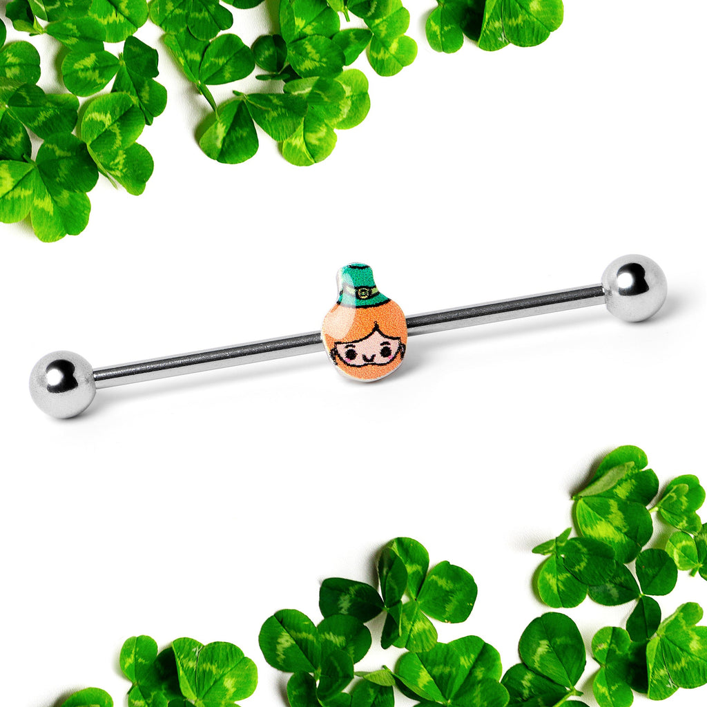 BodyCandy 14G Sweet Happy Leprechaun St Patricks Industrial Barbell 38mm — side view