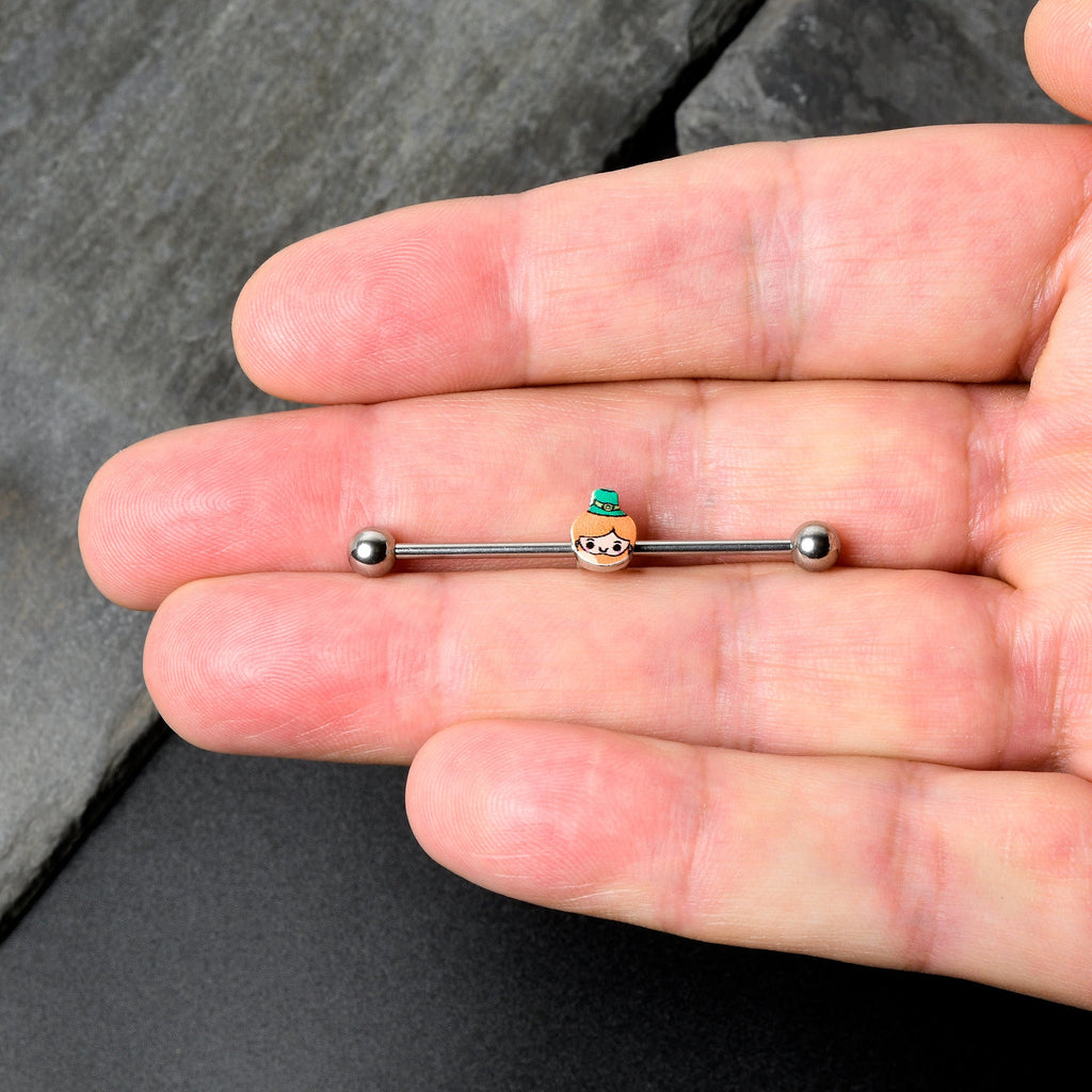 BodyCandy 14G Sweet Happy Leprechaun St Patricks Industrial Barbell 38mm — alternative angle