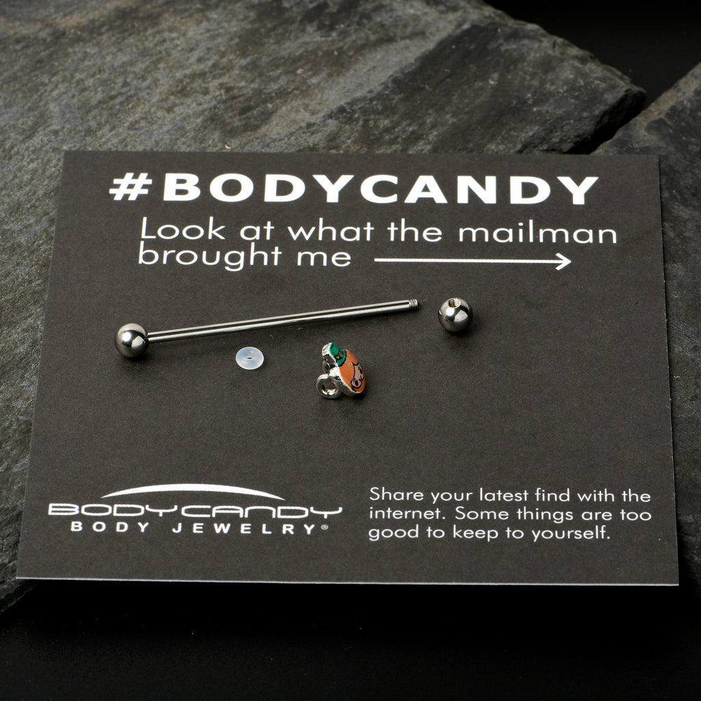 BodyCandy 14G Sweet Happy Leprechaun St Patricks Industrial Barbell 38mm — size reference