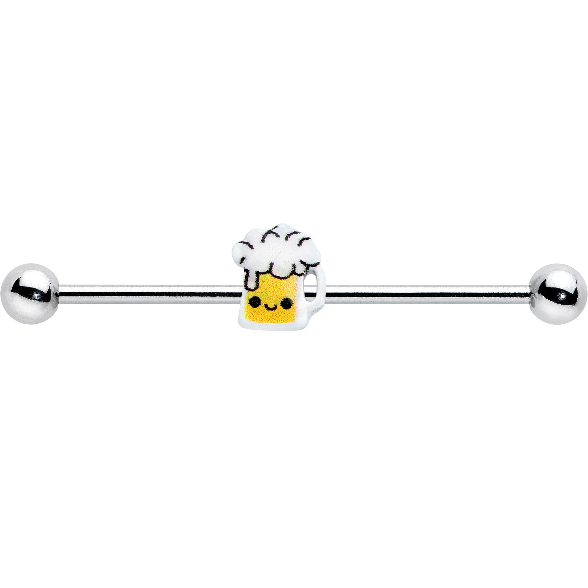 BodyCandy 14G Sweet Happy Beer St Patricks Day Industrial Barbell 38mm — detail close-up