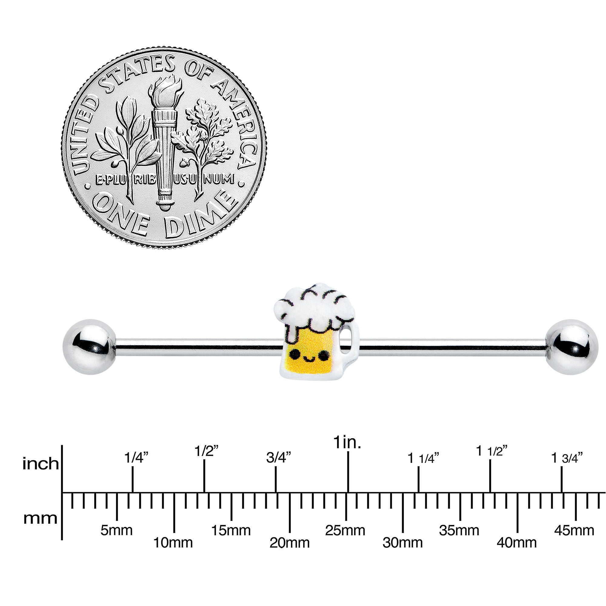 BodyCandy 14G Sweet Happy Beer St Patricks Day Industrial Barbell 38mm — lifestyle context