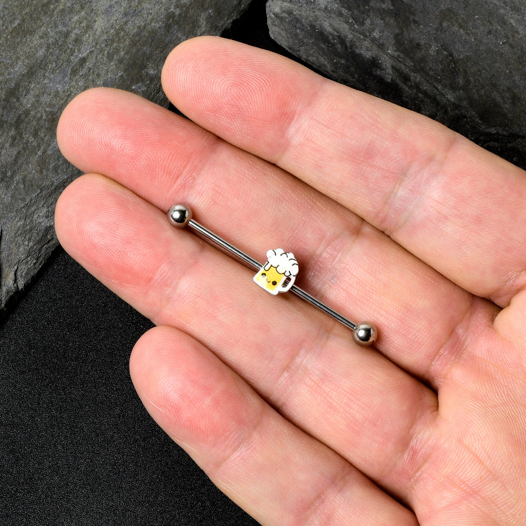 BodyCandy 14G Sweet Happy Beer St Patricks Day Industrial Barbell 38mm — alternative angle
