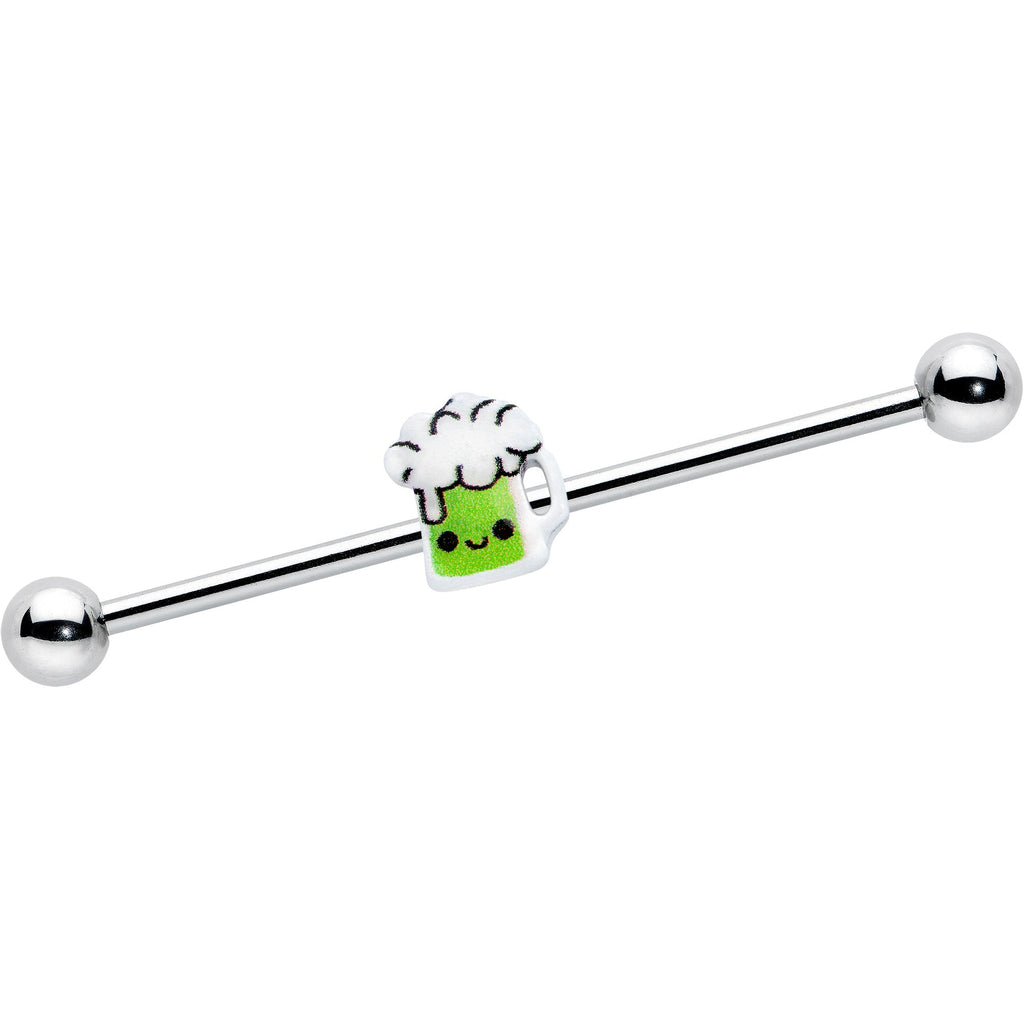 BodyCandy 14G Sweet Happy Green Beer St Patricks Industrial Barbell 38mm — main product shot