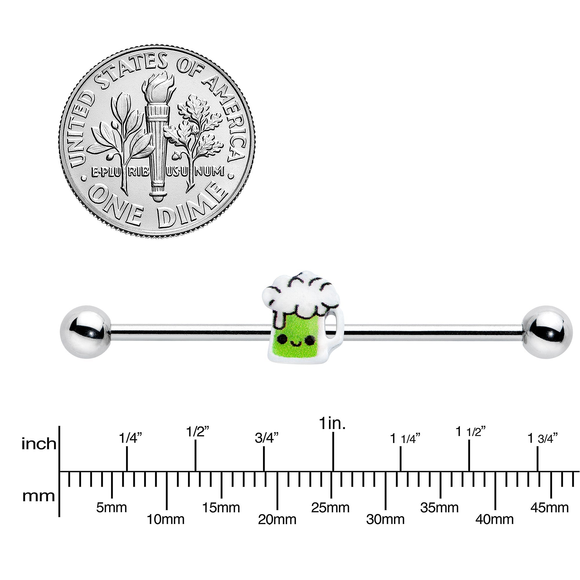 BodyCandy 14G Sweet Happy Green Beer St Patricks Industrial Barbell 38mm — lifestyle context