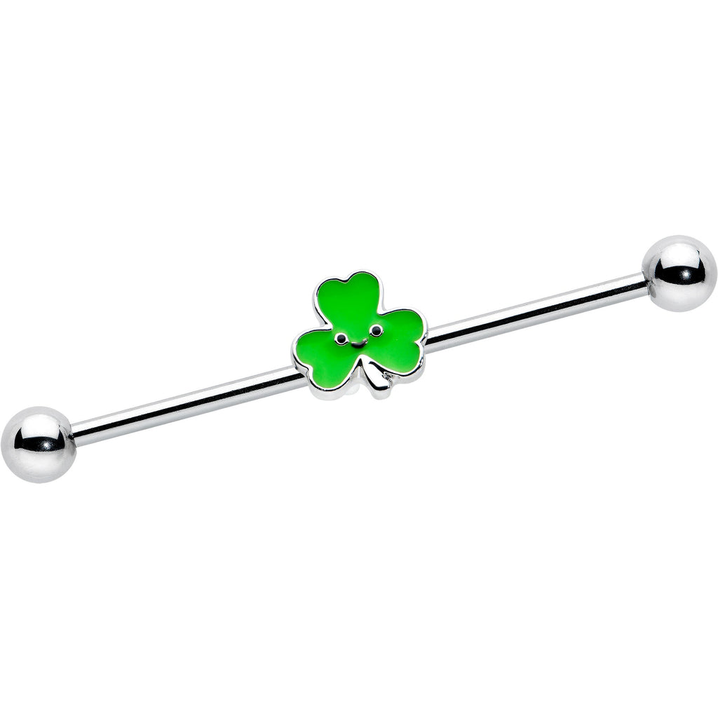 BodyCandy 14G Sweet Happy Shamrock St Patricks Industrial Barbell 38mm — main product shot