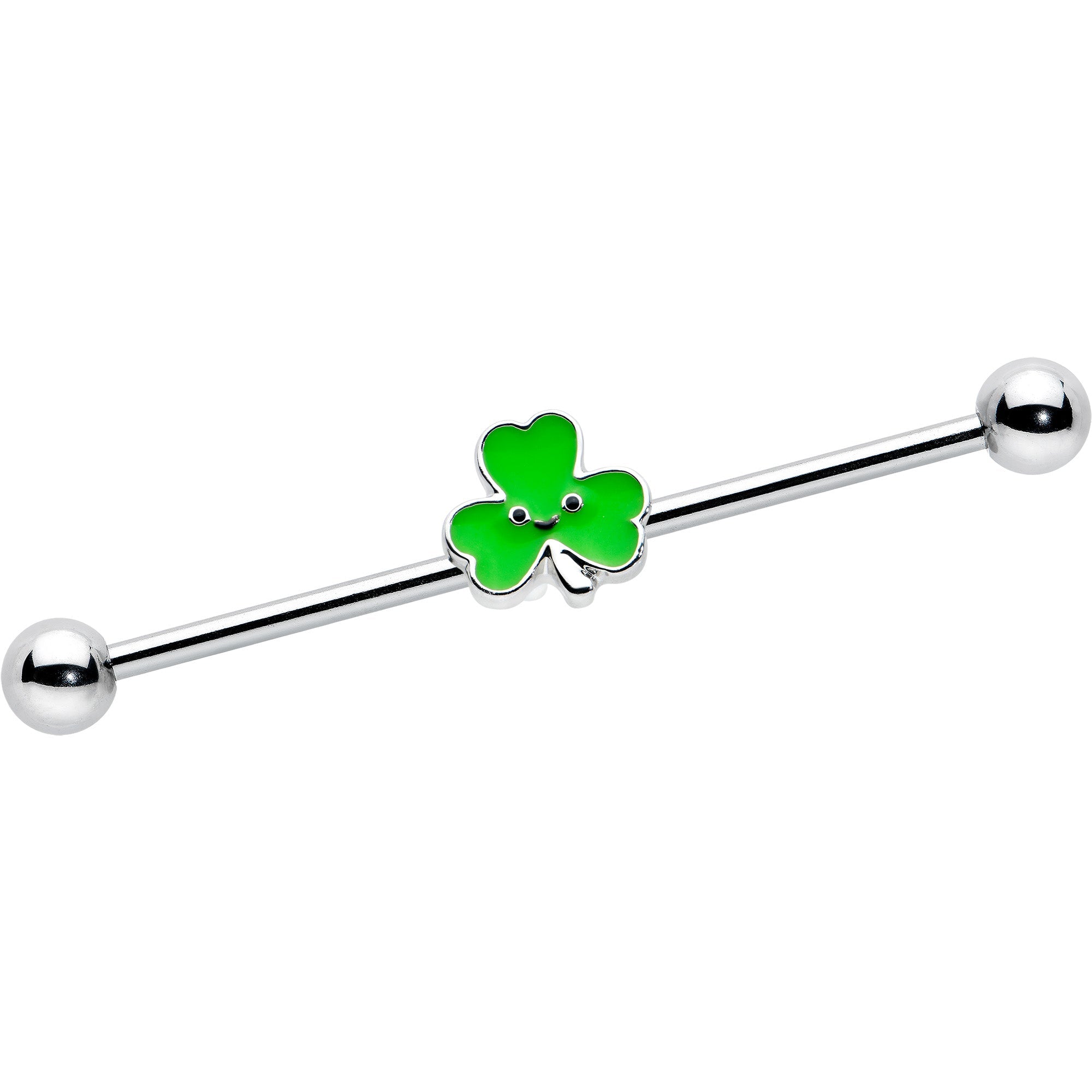BodyCandy 14G Sweet Happy Shamrock St Patricks Industrial Barbell 38mm — main product shot