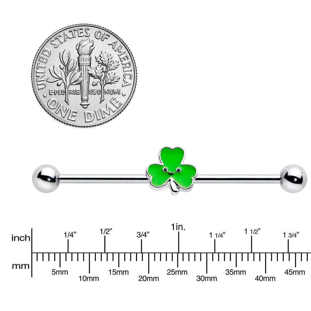 BodyCandy 14G Sweet Happy Shamrock St Patricks Industrial Barbell 38mm — lifestyle context
