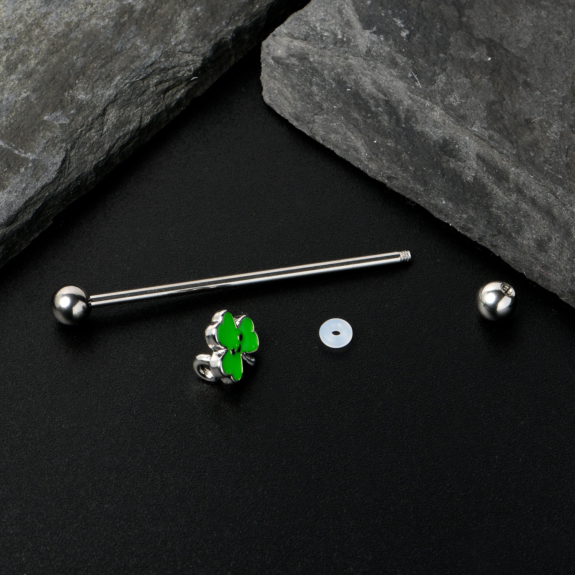 BodyCandy 14G Sweet Happy Shamrock St Patricks Industrial Barbell 38mm — size reference
