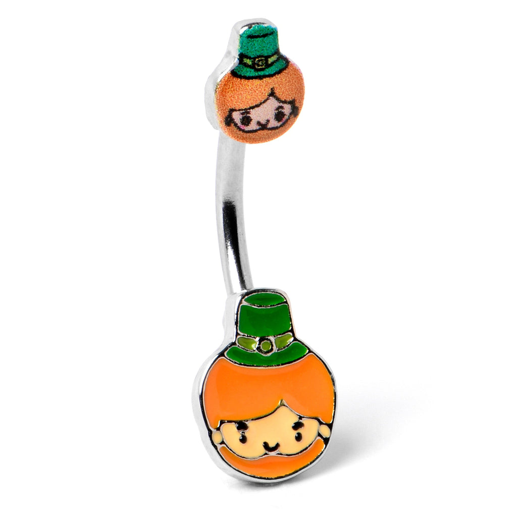 BodyCandy Sweet Happy Leprechaun St Patricks Day Double Mount Belly Ring — back view