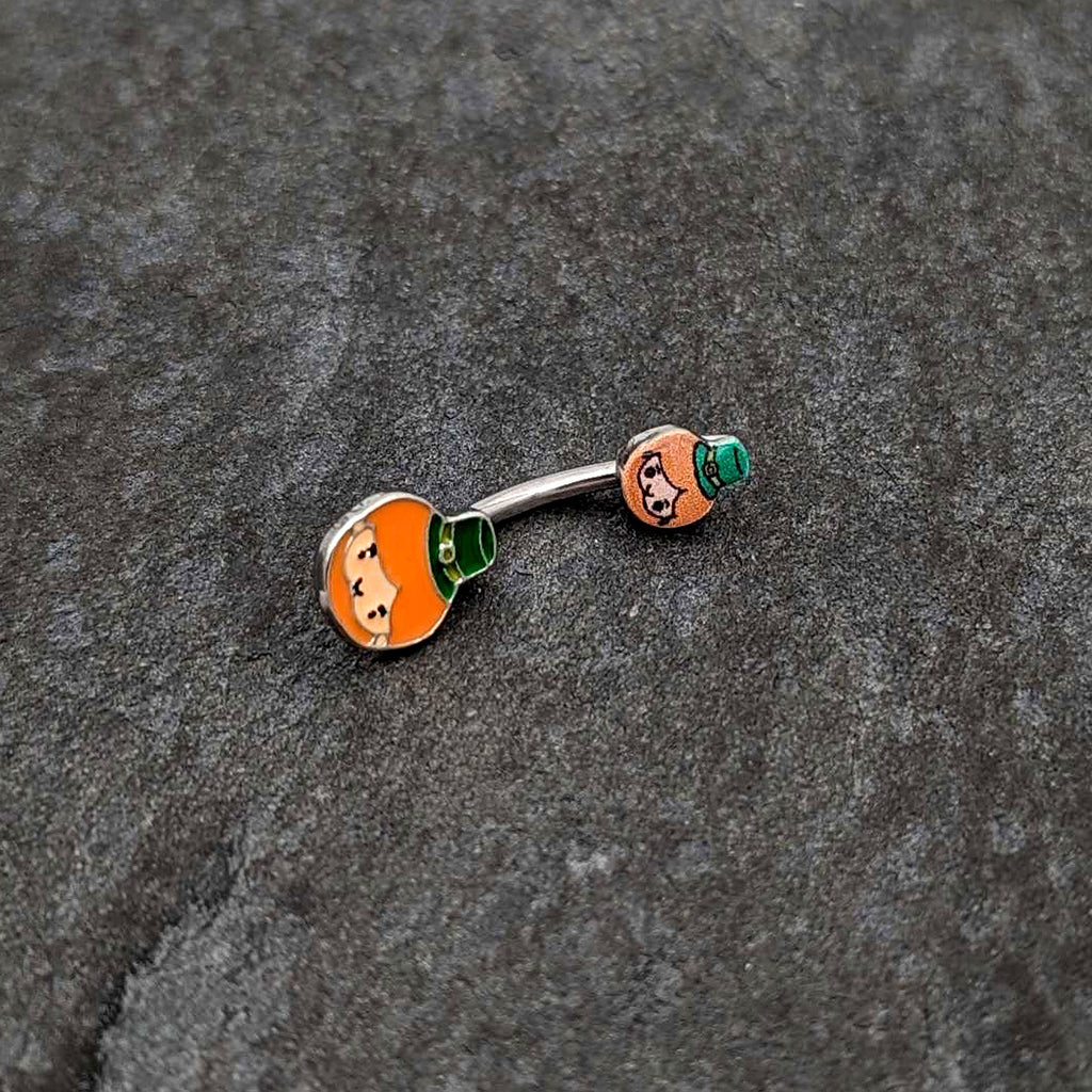 BodyCandy Sweet Happy Leprechaun St Patricks Day Double Mount Belly Ring — alternative angle