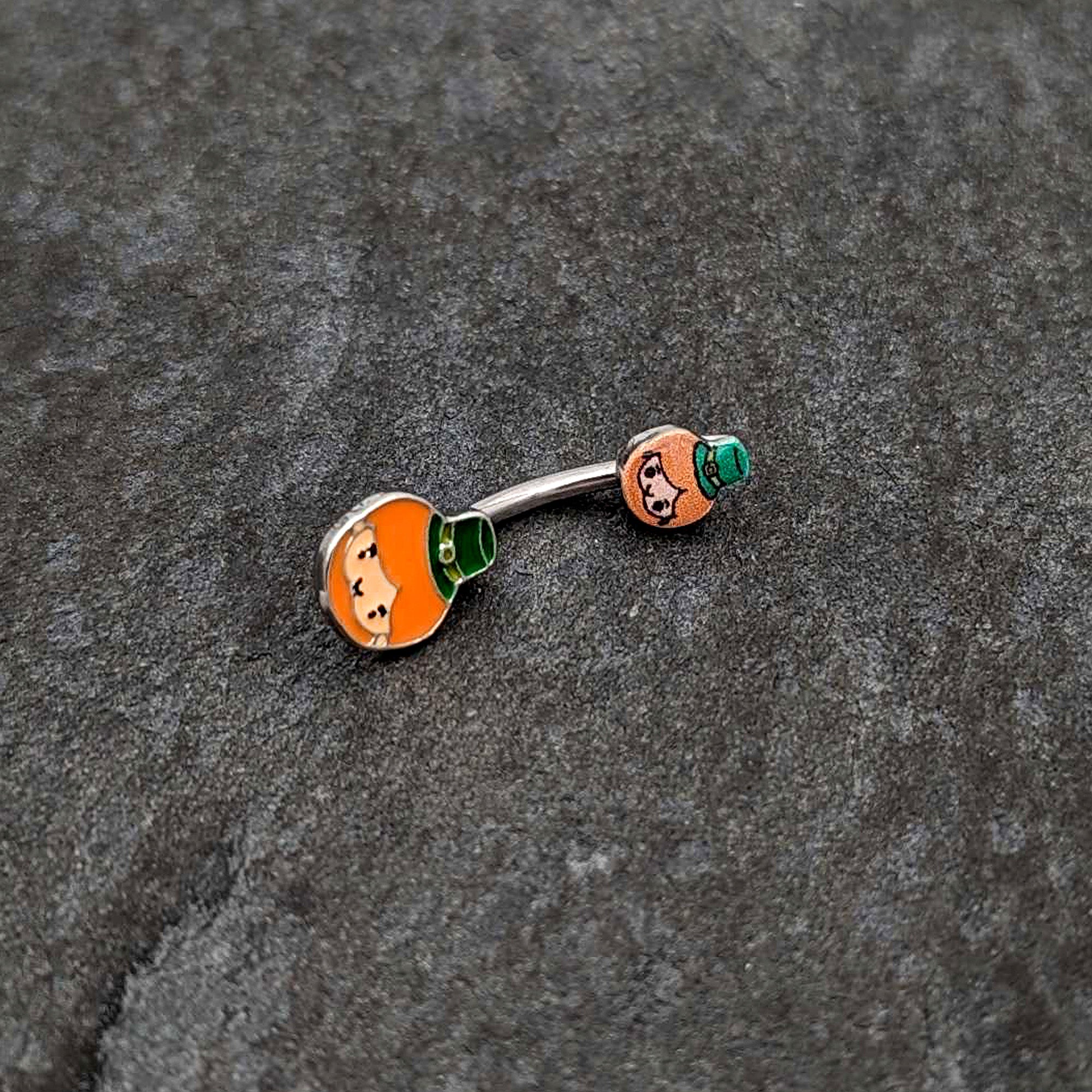 BodyCandy Sweet Happy Leprechaun St Patricks Day Double Mount Belly Ring — alternative angle