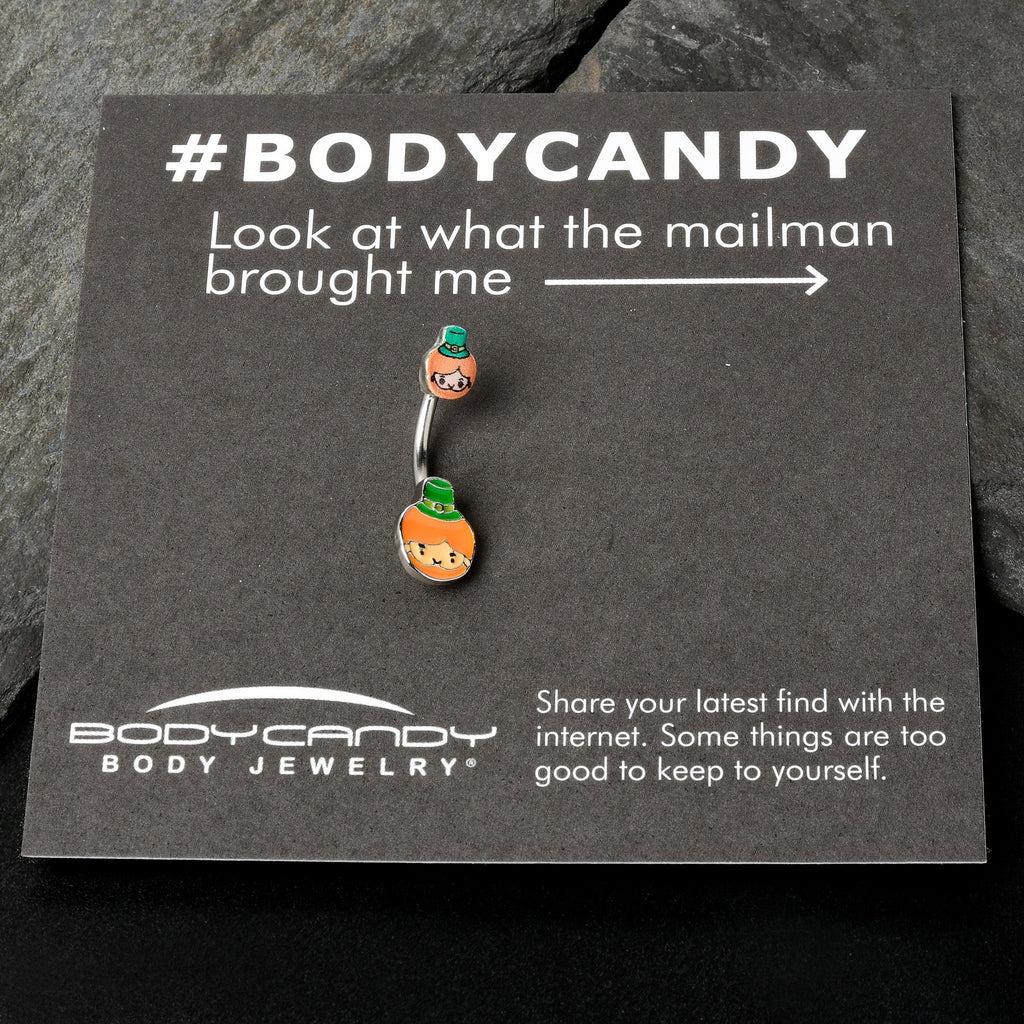 BodyCandy Sweet Happy Leprechaun St Patricks Day Double Mount Belly Ring — size reference