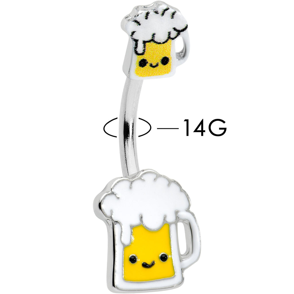 BodyCandy Sweet Happy Beer St Patricks Double Mount Belly Ring — detail close-up