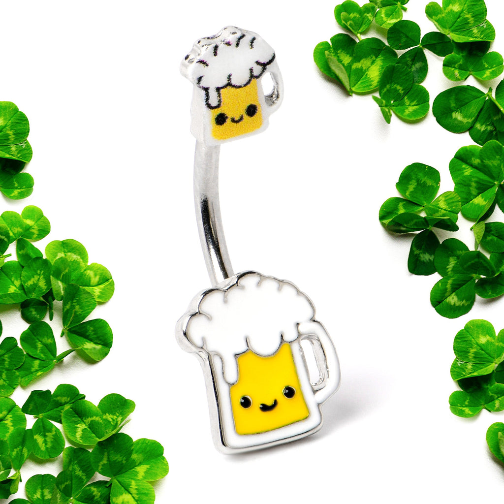 BodyCandy Sweet Happy Beer St Patricks Double Mount Belly Ring — side view