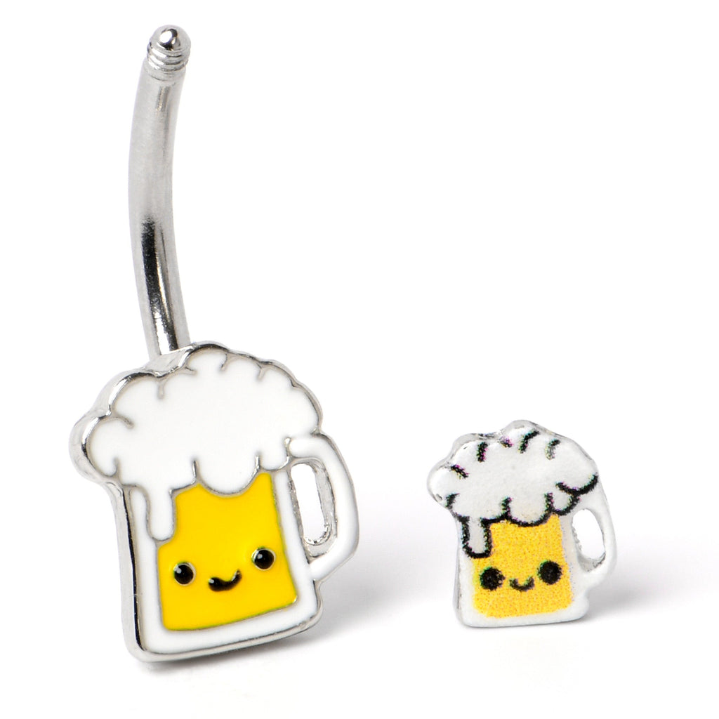 BodyCandy Sweet Happy Beer St Patricks Double Mount Belly Ring — back view