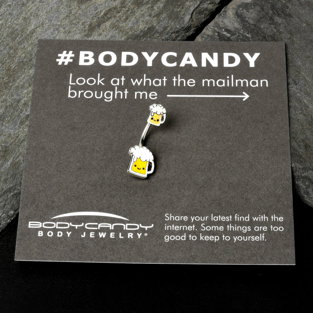 BodyCandy Sweet Happy Beer St Patricks Double Mount Belly Ring — size reference