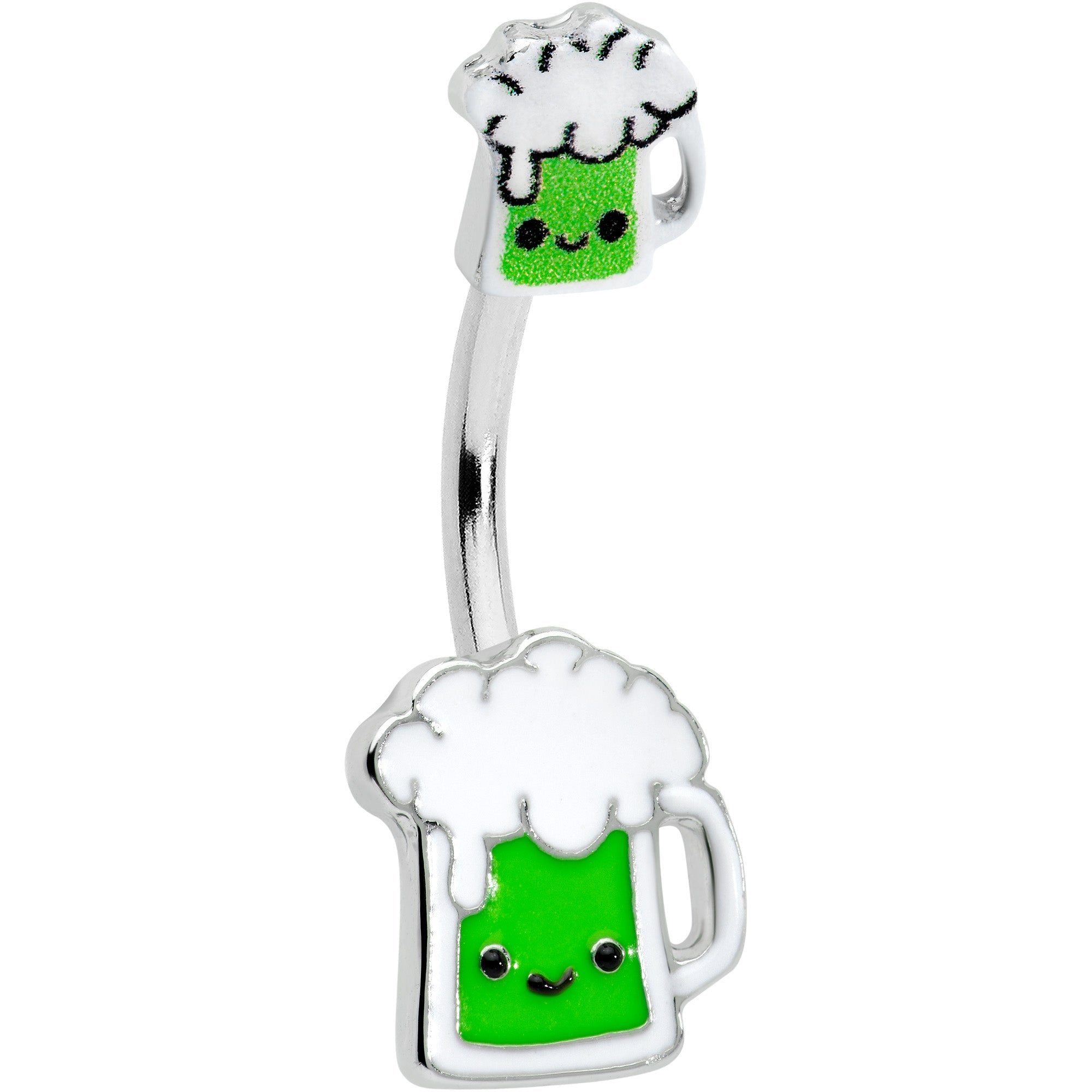 BodyCandy Sweet Happy Green Beer St Patricks Day Double Mount Belly Ring — main product shot