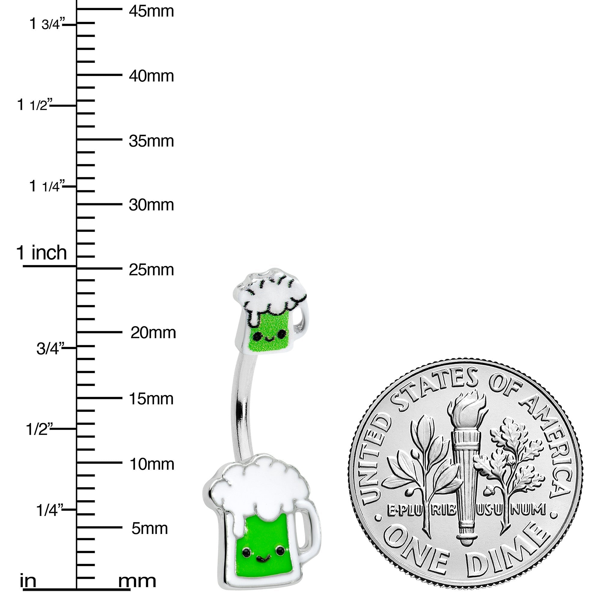 BodyCandy Sweet Happy Green Beer St Patricks Day Double Mount Belly Ring — lifestyle context