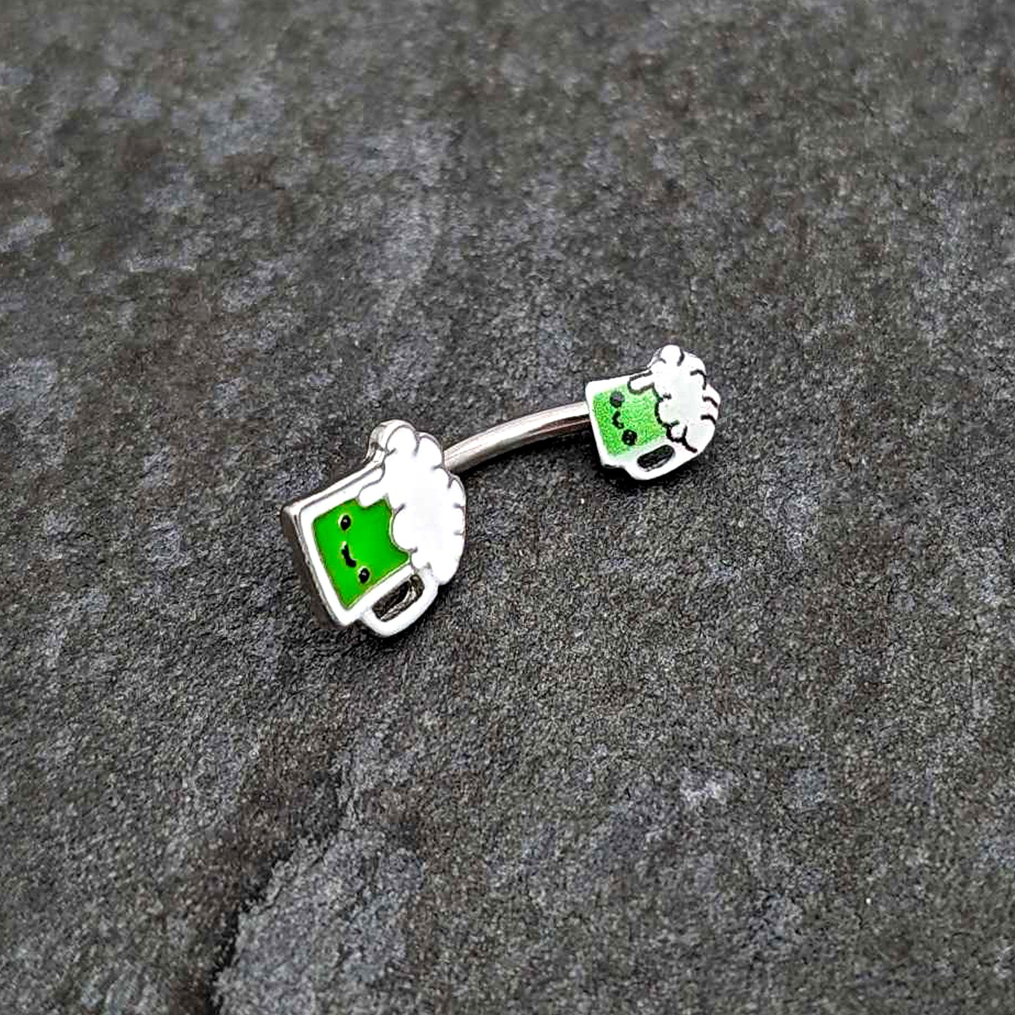 BodyCandy Sweet Happy Green Beer St Patricks Day Double Mount Belly Ring — alternative angle