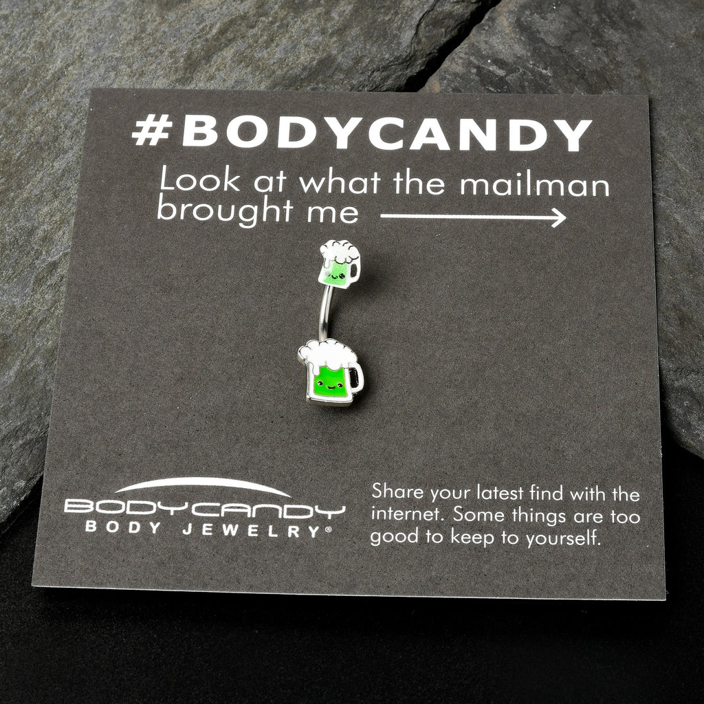 BodyCandy Sweet Happy Green Beer St Patricks Day Double Mount Belly Ring — size reference