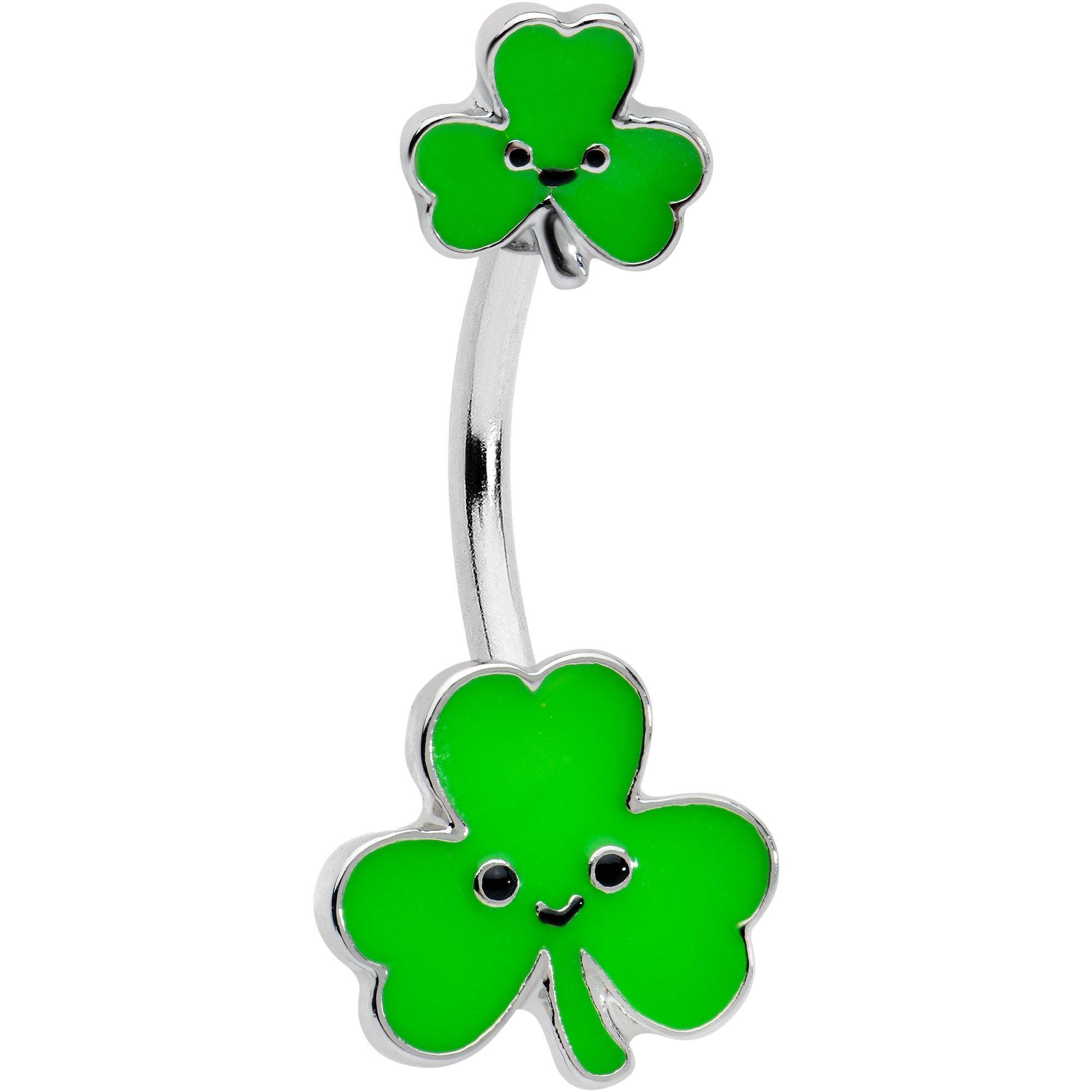 BodyCandy Sweet Happy Shamrocks St Patricks Day Double Mount Belly Ring — main product shot