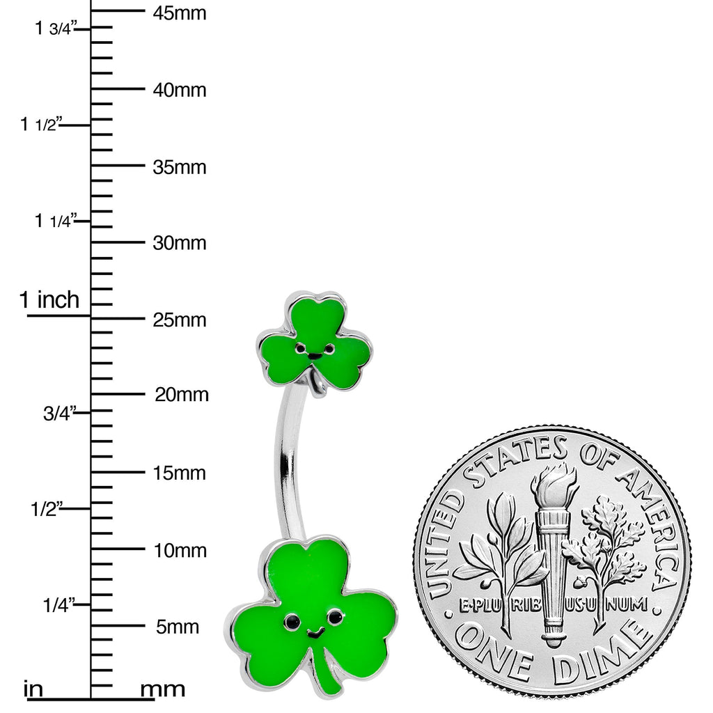 BodyCandy Sweet Happy Shamrocks St Patricks Day Double Mount Belly Ring — lifestyle context