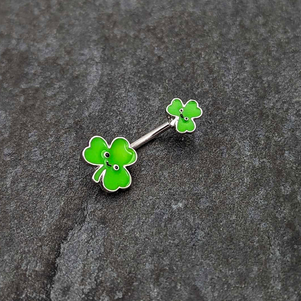 BodyCandy Sweet Happy Shamrocks St Patricks Day Double Mount Belly Ring — alternative angle
