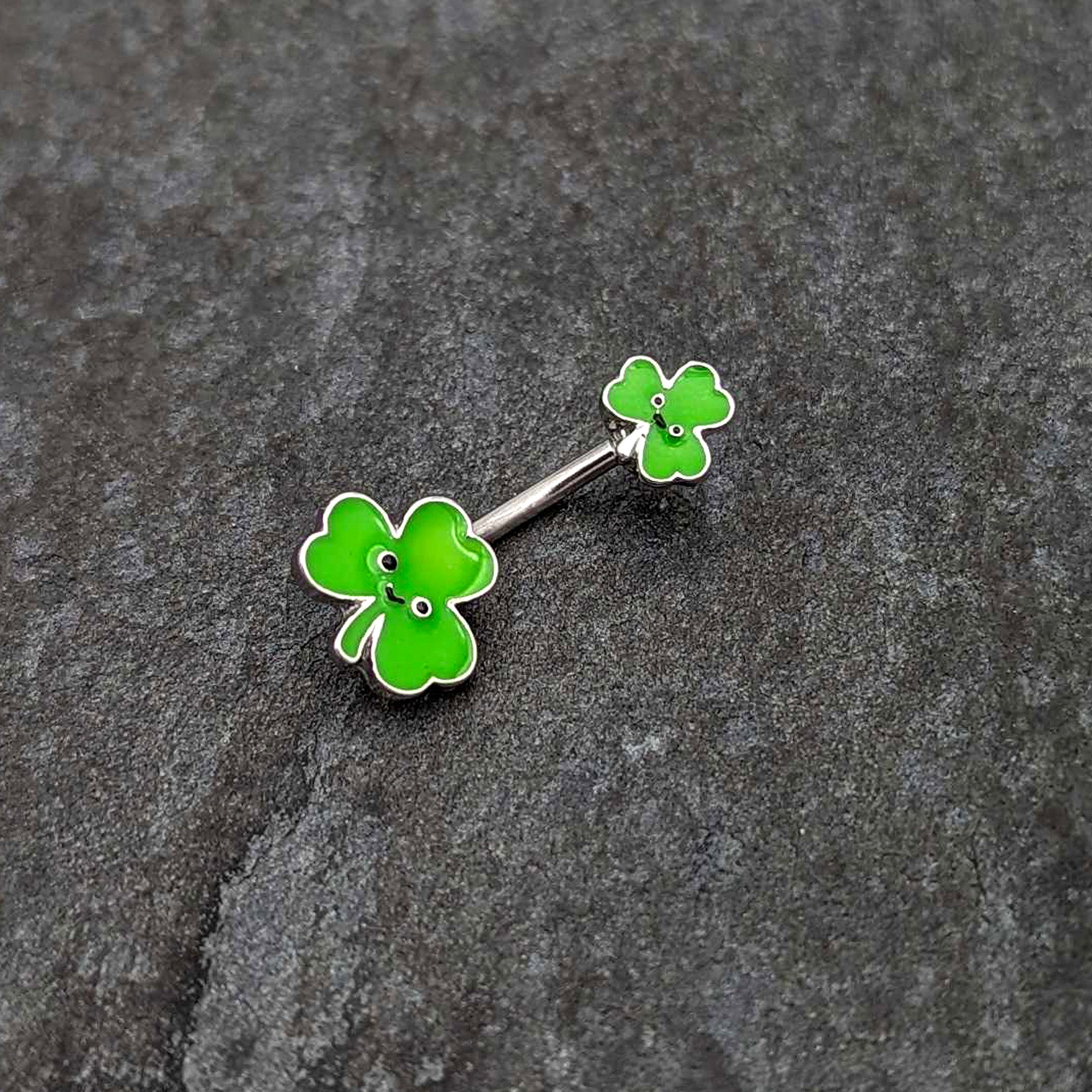 BodyCandy Sweet Happy Shamrocks St Patricks Day Double Mount Belly Ring — alternative angle