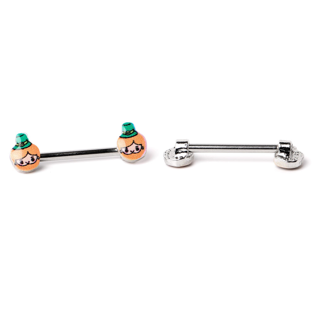 BodyCandy 14G 9/16 Sweet Happy Leprechaun St Patricks Day Nipple Ring Set — back view