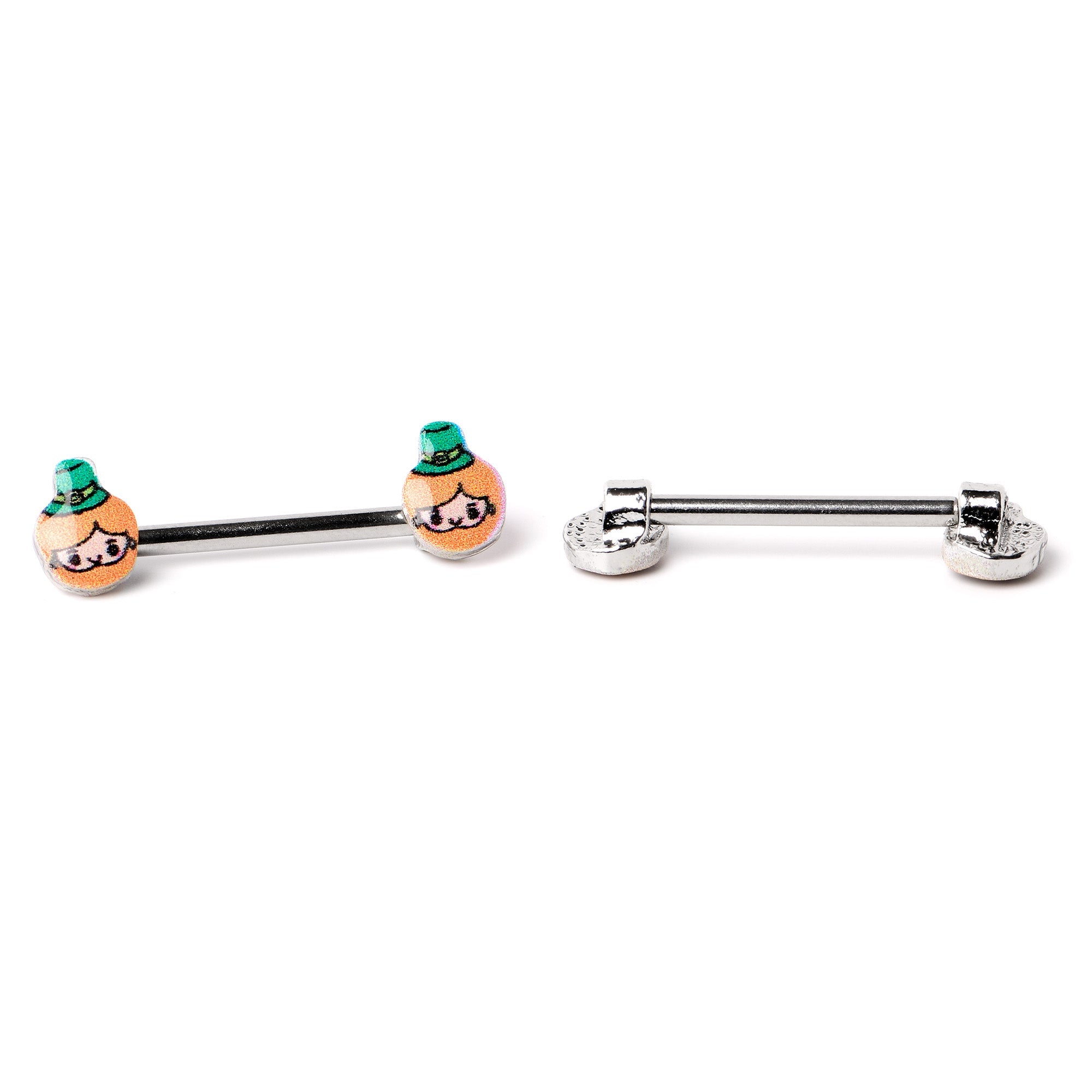 BodyCandy 14G 9/16 Sweet Happy Leprechaun St Patricks Day Nipple Ring Set — back view