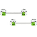 BodyCandy 14G 9/16 Sweet Happy Green Beer St Patricks Day Nipple Ring Set — main product shot