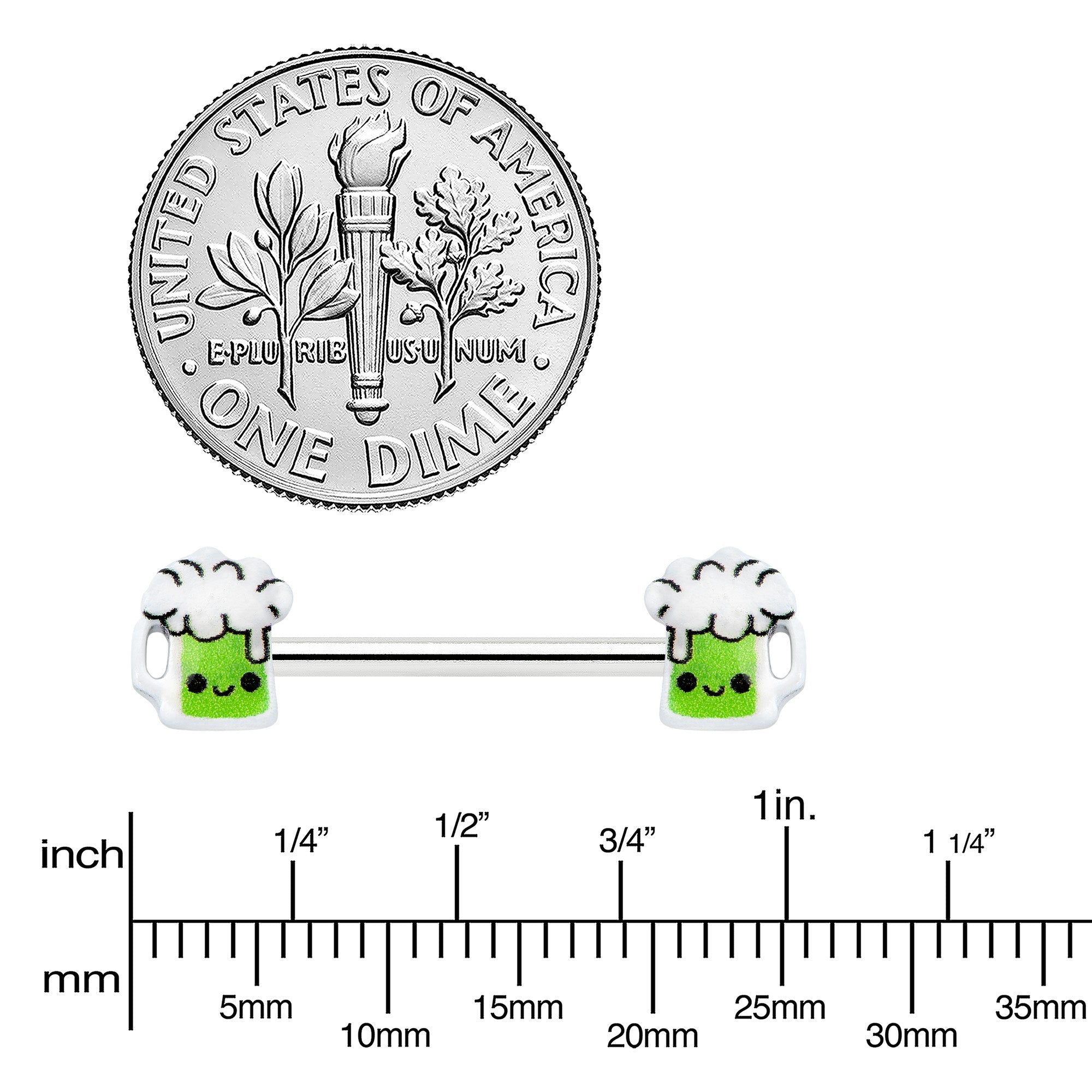 BodyCandy 14G 9/16 Sweet Happy Green Beer St Patricks Day Nipple Ring Set — lifestyle context
