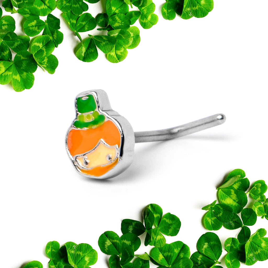 BodyCandy 20G 7mm Sweet Happy Leprechaun St Patricks L Shape Nose Ring — back view