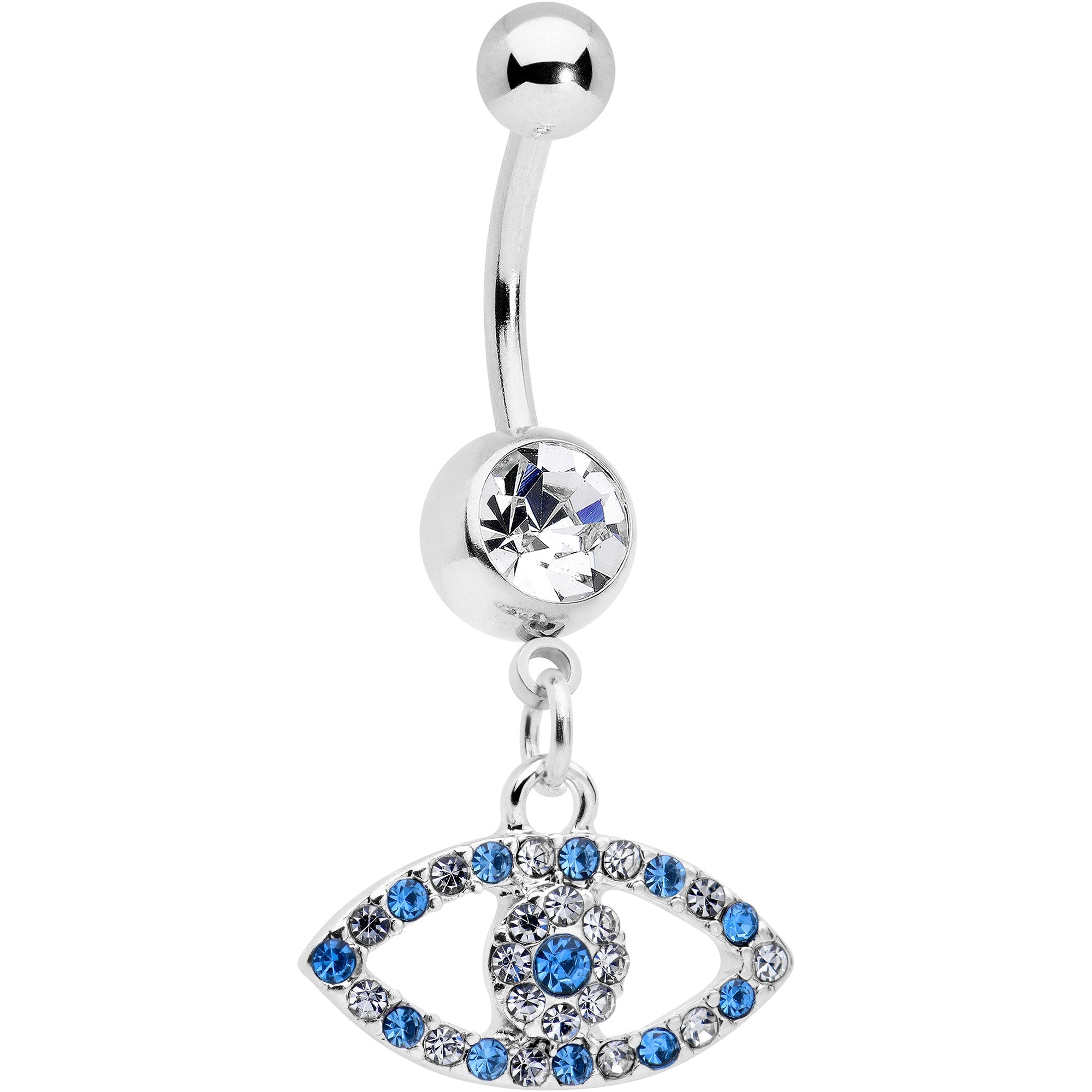 BodyCandy Blue Clear Gem Wide Eye Dangle Belly Ring — main product shot