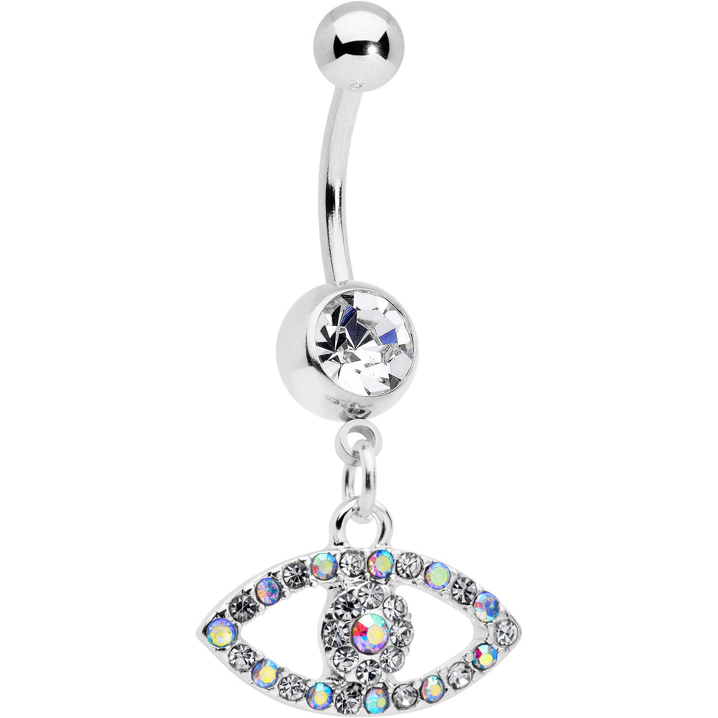 BodyCandy Aurora Clear Gem Wide Eye Dangle Belly Ring — main product shot